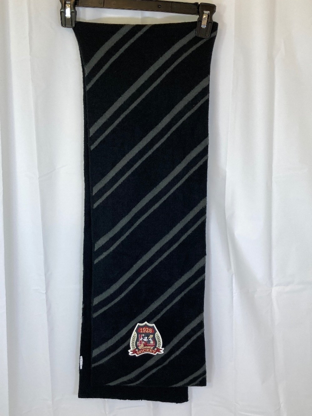 Disney Parks Scarf Mickey Mouse Black Gray Stripe Adult Unisex